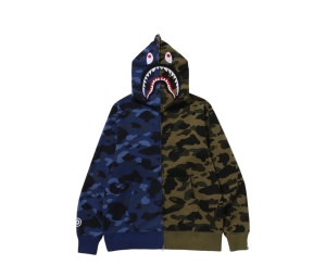 Buy Bape Split Camo Shark Full Zip Hoodie Navy at Sasom – Authentic and Ready to Ship