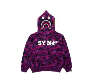 Buy Bape X Spotify X SYNA By Central Cee Shark Full Zip Hoodie Purple at Sasom – Authentic and Ready to Ship