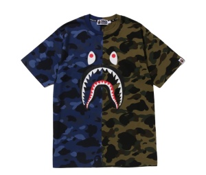 Buy Bape Split Camo Shark Tee Navy at Sasom – Authentic and Ready to Ship