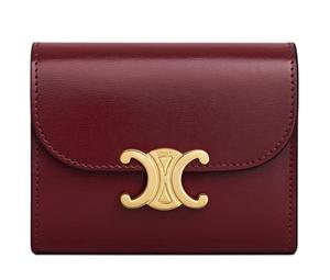 Buy Celine Triomphe Shiny Calfskin Wallet Small Size Women's Light Burgundy at Sasom – Authentic and Ready to Ship