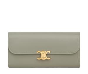 Buy Celine Triomphe Shiny Calfskin Wallet Large Size Women's Green Clay at Sasom – Authentic and Ready to Ship