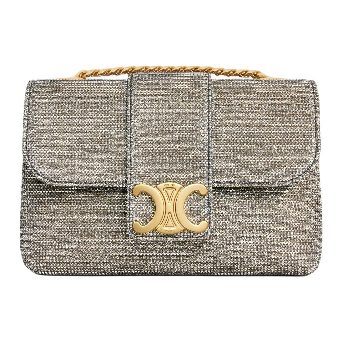 Celine Victoire Bright Fabric Crossbody Bag, Shoulder Bag Mini Women's Gold
