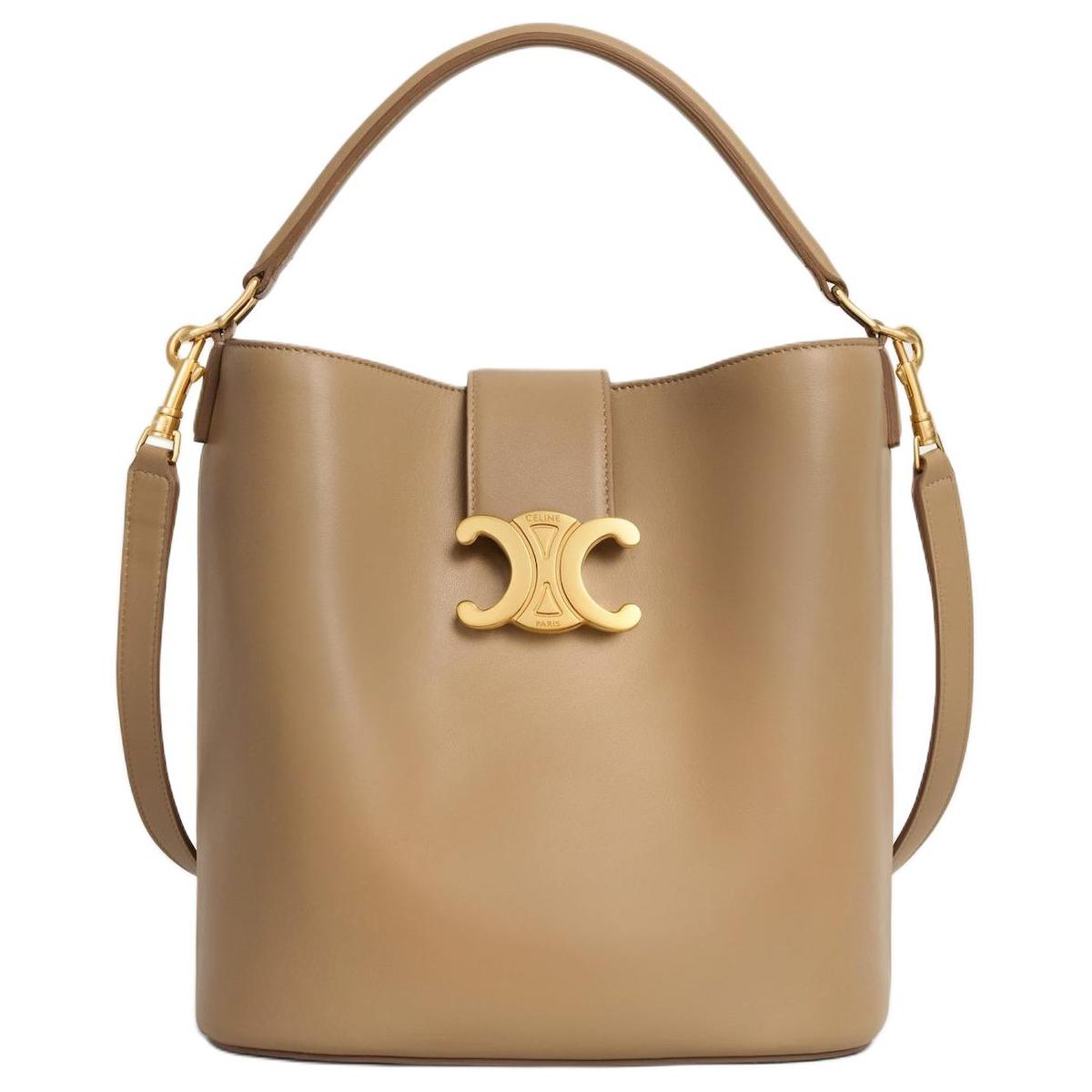 Celine Calfskin Shoulder Bag Crossbody Bag Handbag Medium Size Women's Smoky Brown
