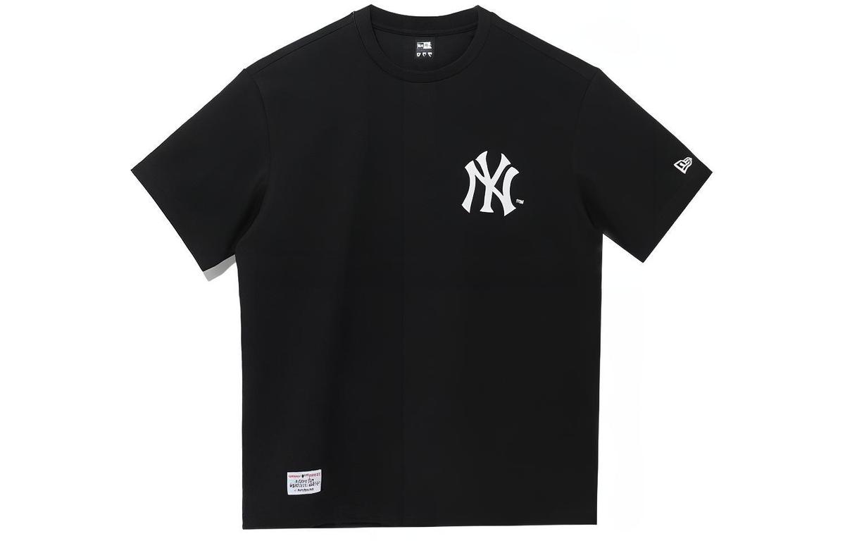 New Era X MLB New York Yankees Logo Letter Print Crewneck T Shirt Black
