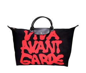 Buy Longchamp Le Pliage Canvas Travel Bag 35L Women's Large Size, Black & Red Multicolor at Sasom – Authentic and Ready to Ship