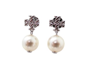 Buy Tory Burch Rope Logo Pearl Drop Earrings Silver at Sasom – Authentic and Ready to Ship