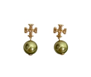 Buy Tory Burch Textured Rope Logo Pearl Drop Earring  Gold Plated Pearl at Sasom – Authentic and Ready to Ship