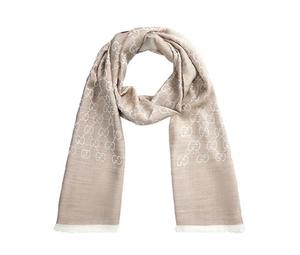 Buy Gucci GG Jacquard Pattern Two Tone Wool Silk Scarf Beige at Sasom – Authentic and Ready to Ship