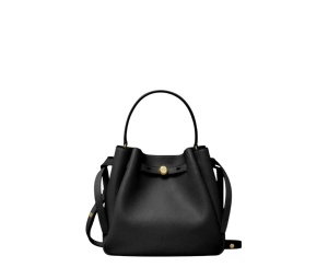 Buy Tory Burch Romy Pebbled Bucket Bag Black at Sasom – Authentic and Ready to Ship