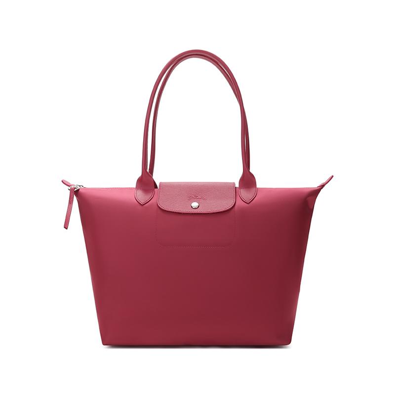 Longchamp Le Pliage Néo Cow Leather Dumpling Bag Handbag Shoulder Bag Women's Raspberry Red