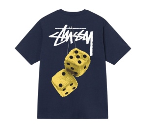 Buy Stussy Fuzzy Dice T-Shirt Navy Blue at Sasom – Authentic and Ready to Ship