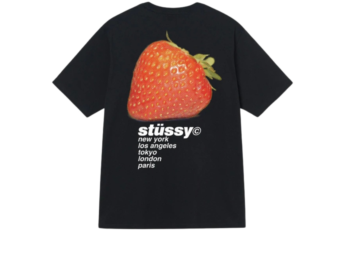 Stussy Strawberry Tee Black Shop Authentic at SASOM