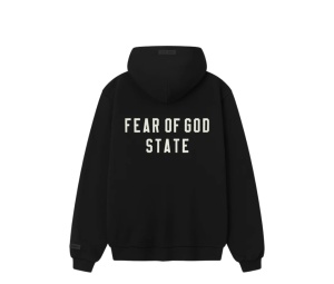 Buy Fear of God Essentials 90s Fleece Zip-Up Hoodie Black at Sasom – Authentic and Ready to Ship