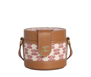 Buy Celine Small Tambour Bag In Textile With Triomphe Embroidery Vintage Pink at Sasom – Authentic and Ready to Ship