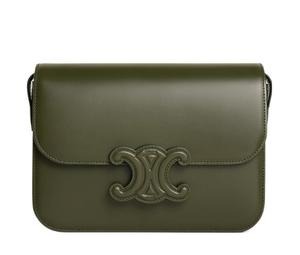 Buy Celine Cuir Triomphe Shiny Cow Leather Handbag, Crossbody Bag, Shoulder Bag Medium Size Women's Olive Green at Sasom – Authentic and Ready to Ship