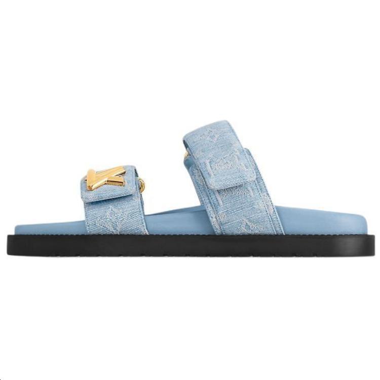 Bom Dia Louis Vuitton Slides Blue Louis Vuitton Bom Dia Mule
