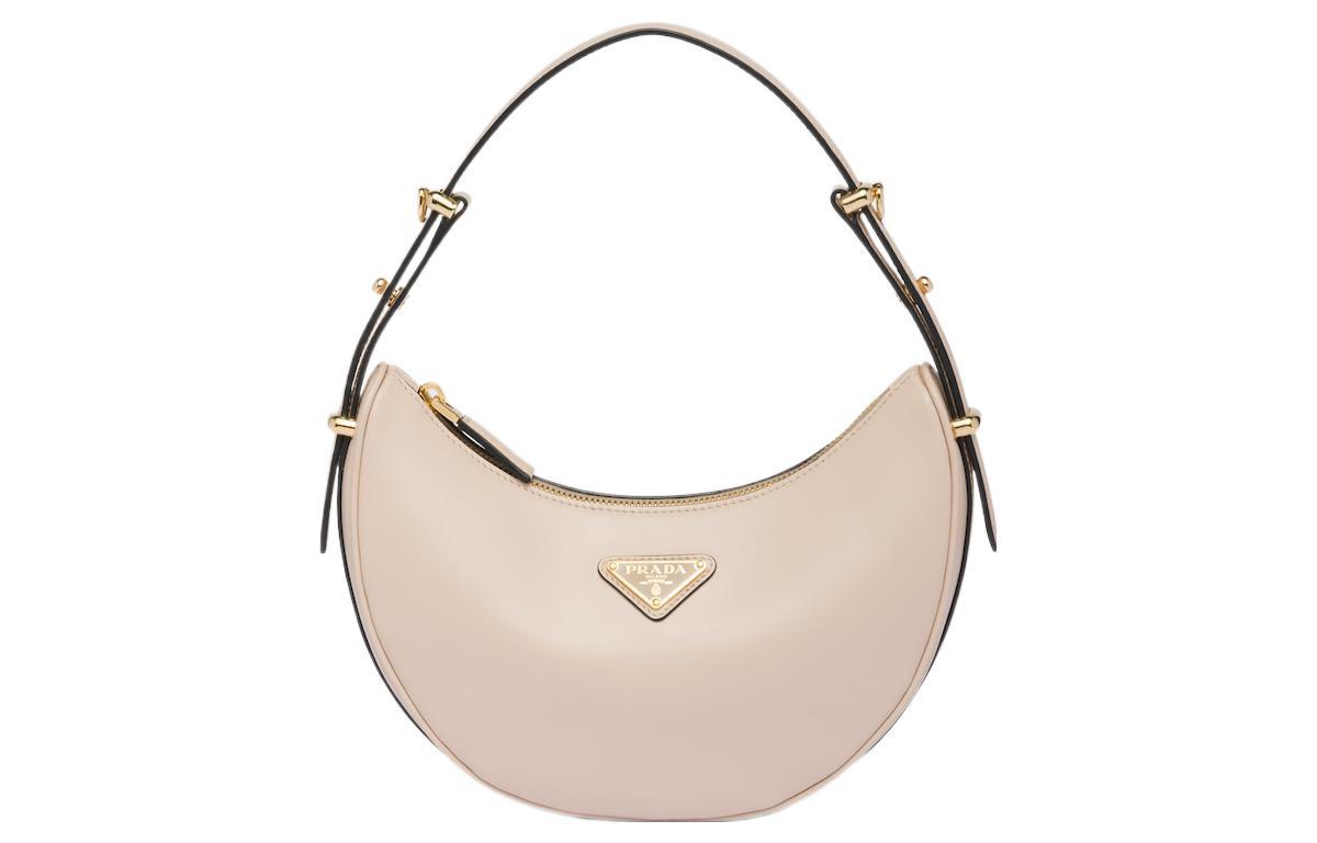 Prada Arque Leather Shoulder Bag Women's Flesh Pink