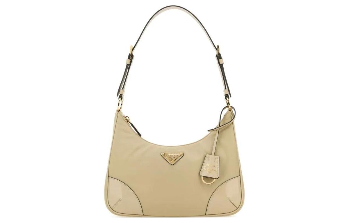 Prada Recycled Nylon Handbag Shoulder Bag Women's Sand