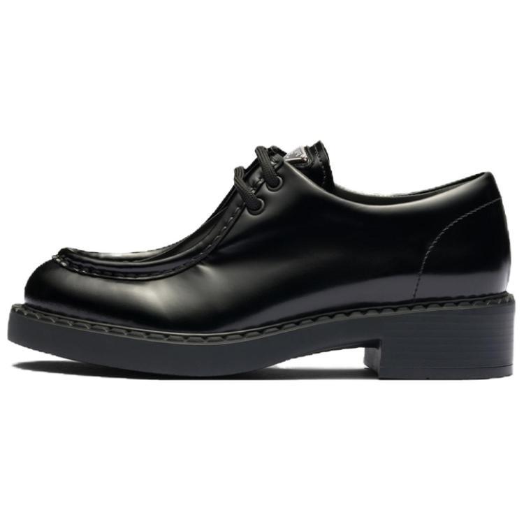 SASOM shoes Prada Women's Brushed Leather Lace-Up 'Black' Check