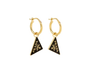 Buy Prada Enameled Metal Earrings Gold Black at Sasom – Authentic and Ready to Ship