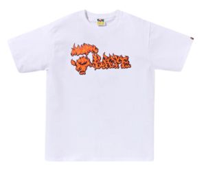 Buy Bape Flame Ape Face Tee White-Red at Sasom – Authentic and Ready to Ship