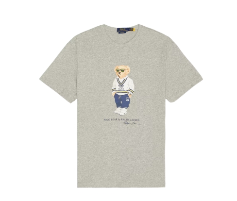 Buy Polo Ralph Lauren Heritage Bear Print T-Shirt Custom Fit In Grey Marl at Sasom – Authentic and Ready to Ship