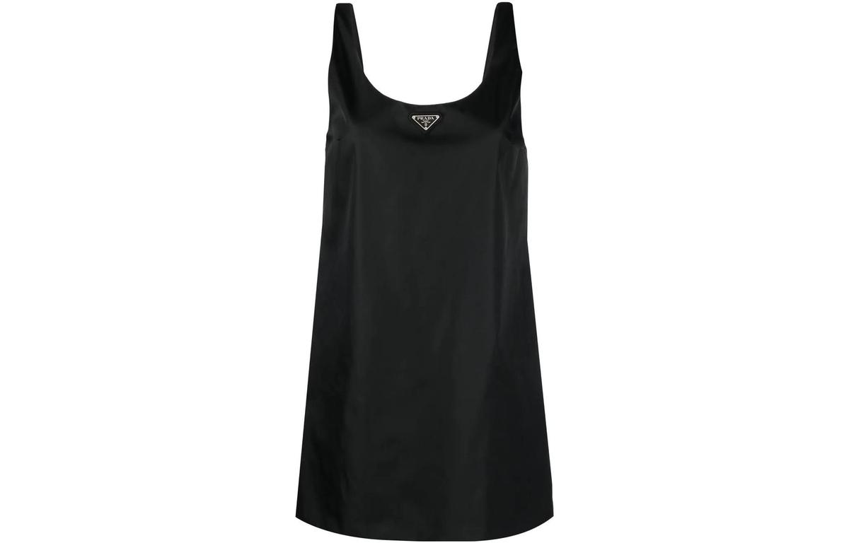 SASOM | apparel Prada Re Nylon Logo Plaque Mini Dress Black