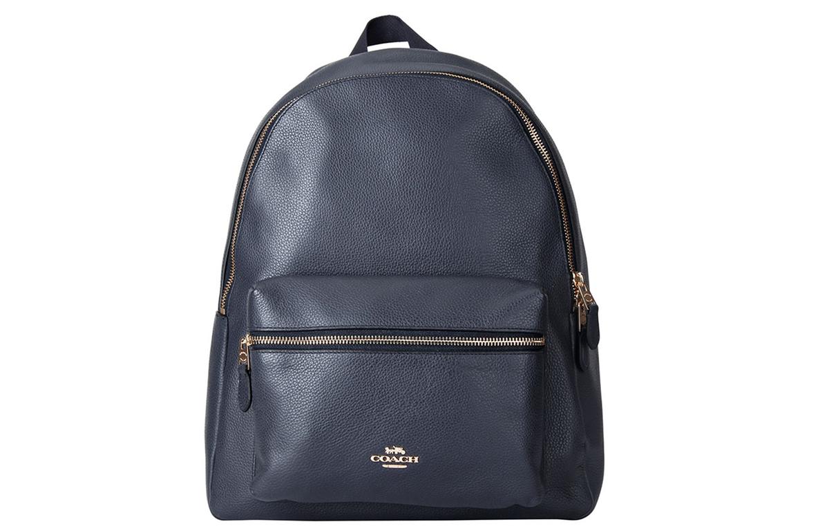 Coach Charlie Navy Leather Backpack Coach Charlie Court LARGE Pebbled Leather Backpack NAVY DARK  main image 4