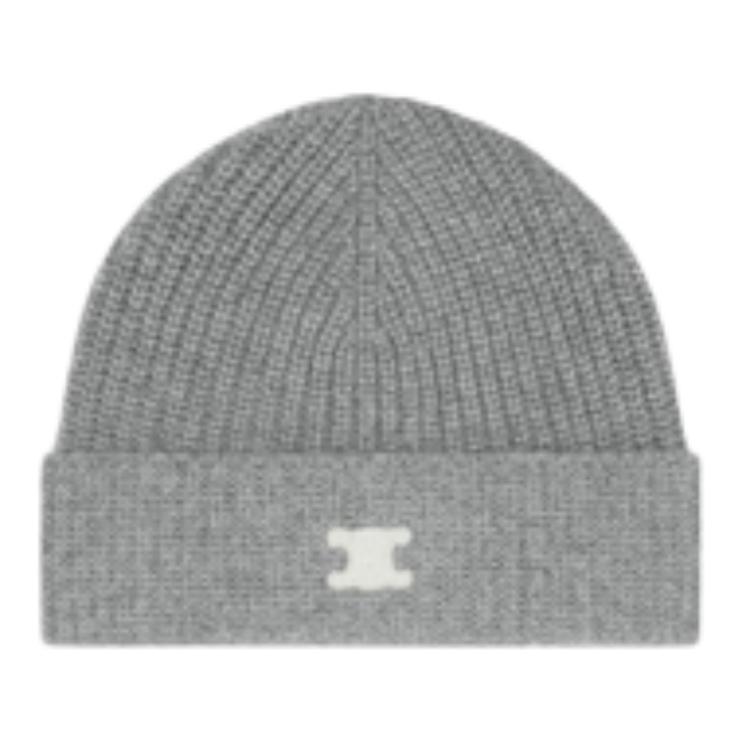 関税込 CELINE Triomphe beanie in heritage cashmere Celine Cashmere Embroidered Triomphe Beanie Black - US