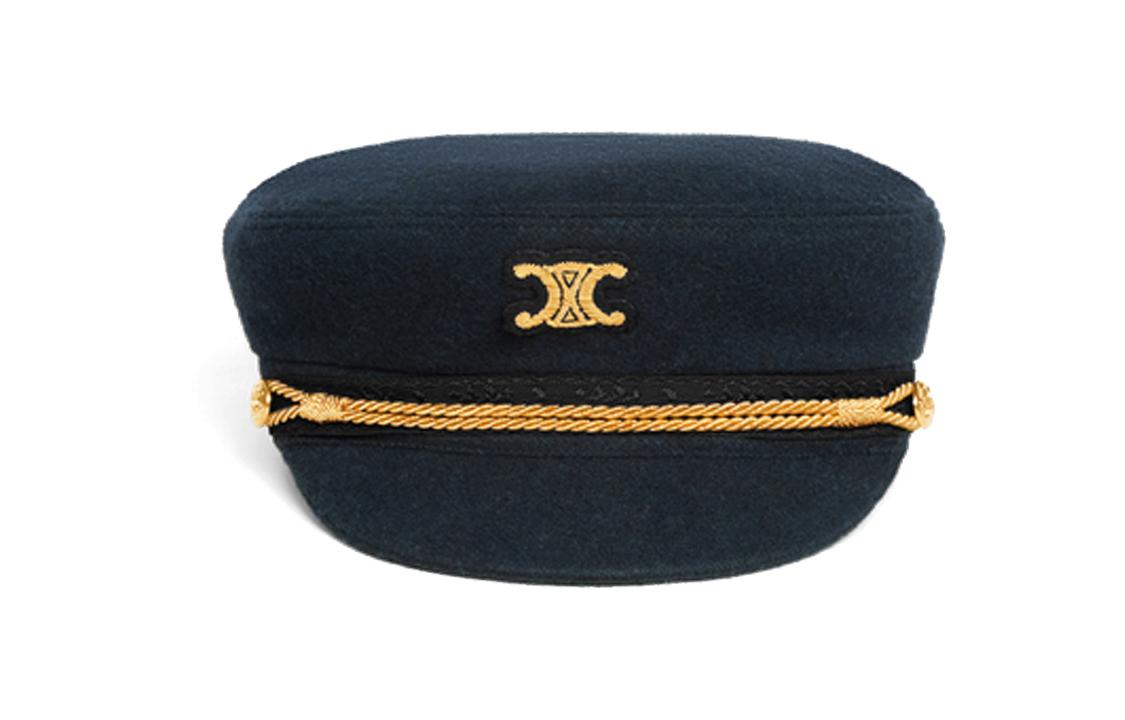 帽子・その他 CELINE | WOOL SAILOR CAP WITH TRIOMPHE PATCH 2AUS1327V.07DN TRIOMPHE SAILOR CAP IN WOOL CLOTH