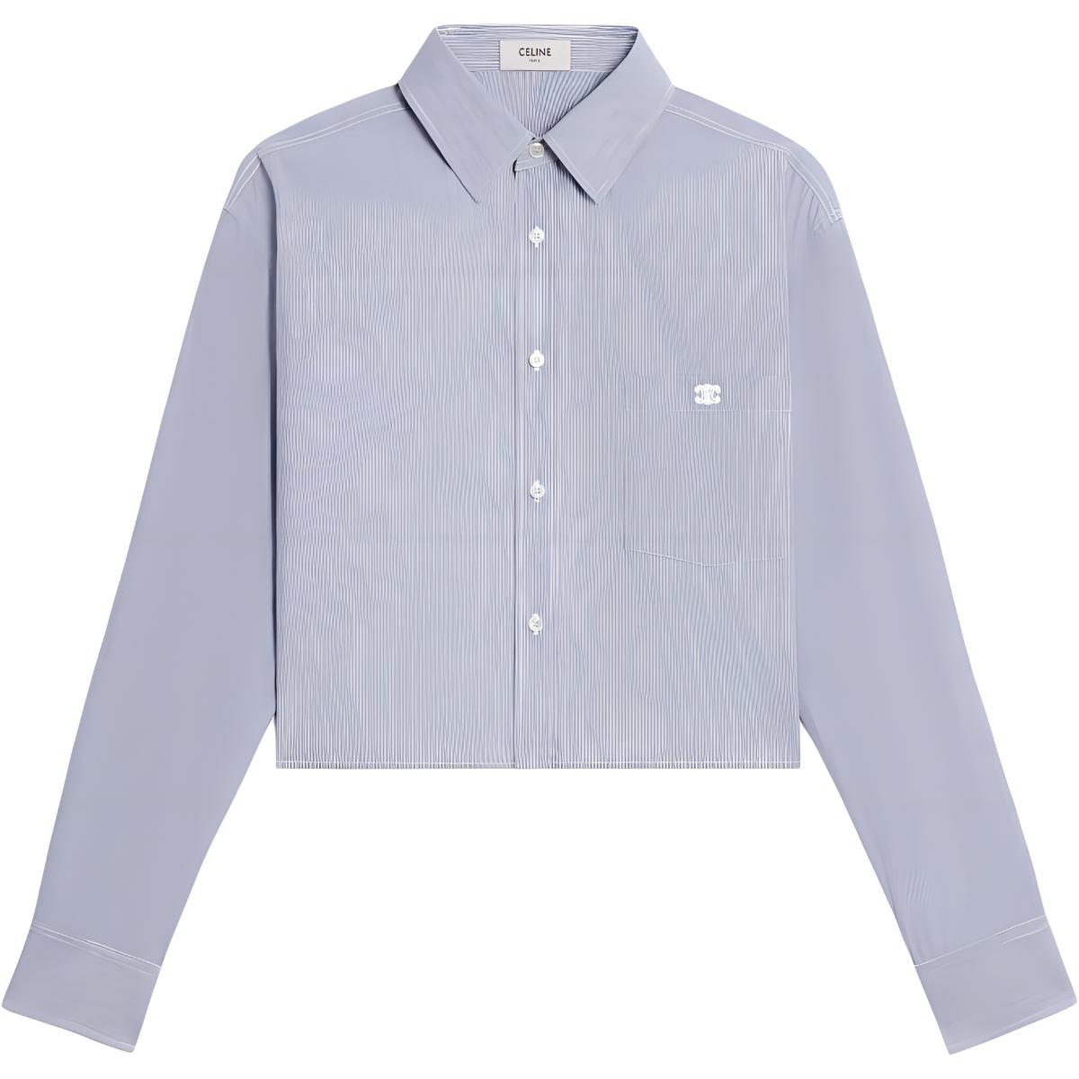Tシャツ・カットソー CELINE SS25 Celine Triomphe Cropped Shirt (2C837830W 01NQ) SASOM | apparel Celine Cropped Shirt In Striped Cotton And