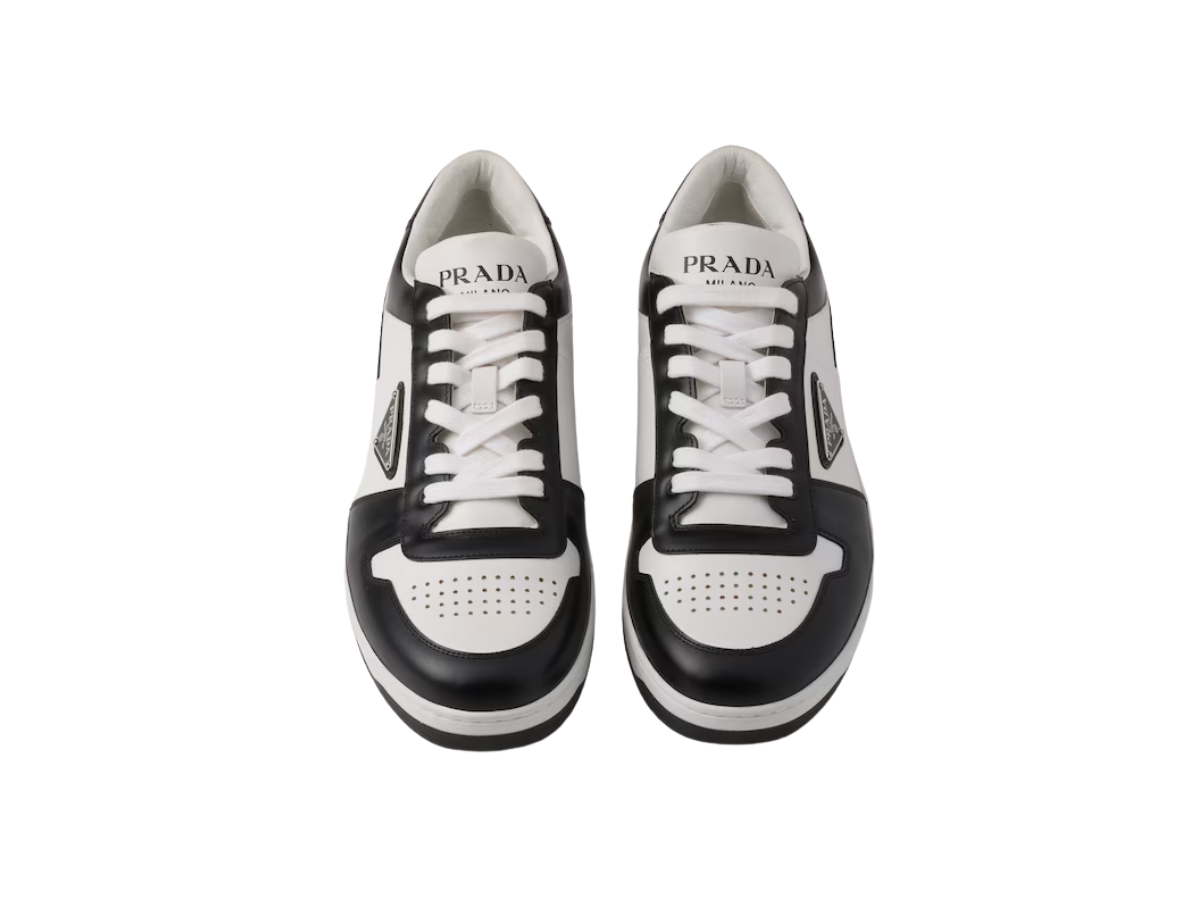 รองเท้า Prada Downtown Leather Sneakers White Black | SASOM