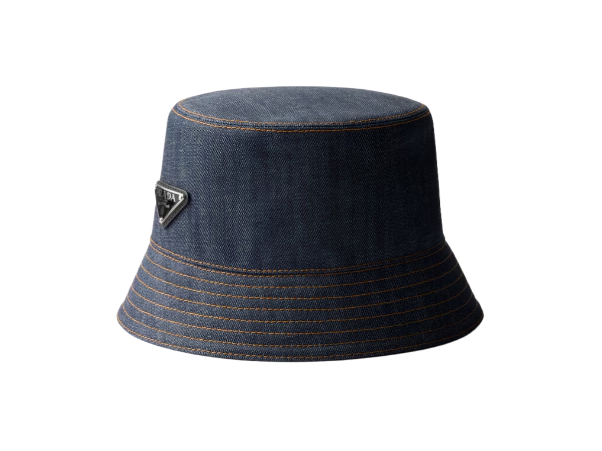Prada Selvedge Denim Bucket Hat Navy Shop Authentic at SASOM display picture 1