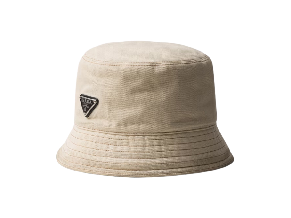 ช้อป Prada Worn Bull-Denim Bucket Hat Naturalของแท้ที่ SASOM