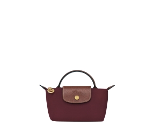 Buy Longchamp Le Pliage Original Pouch With Handle In Recycled Canvas With Gold Hardware Burgundy at Sasom – Authentic and Ready to Ship