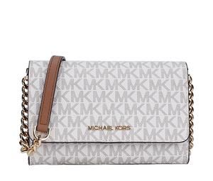 Buy MICHAEL KORS Jet Set Cow Leather Envelope Bag Shoulder Bags Medium Size Women's Vanilla White & Brown at Sasom – Authentic and Ready to Ship
