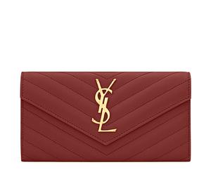 Buy Saint Laurent Monogram Quilting Leather Long Flap Envelope Wallet Large Size Women's Red at Sasom – Authentic and Ready to Ship