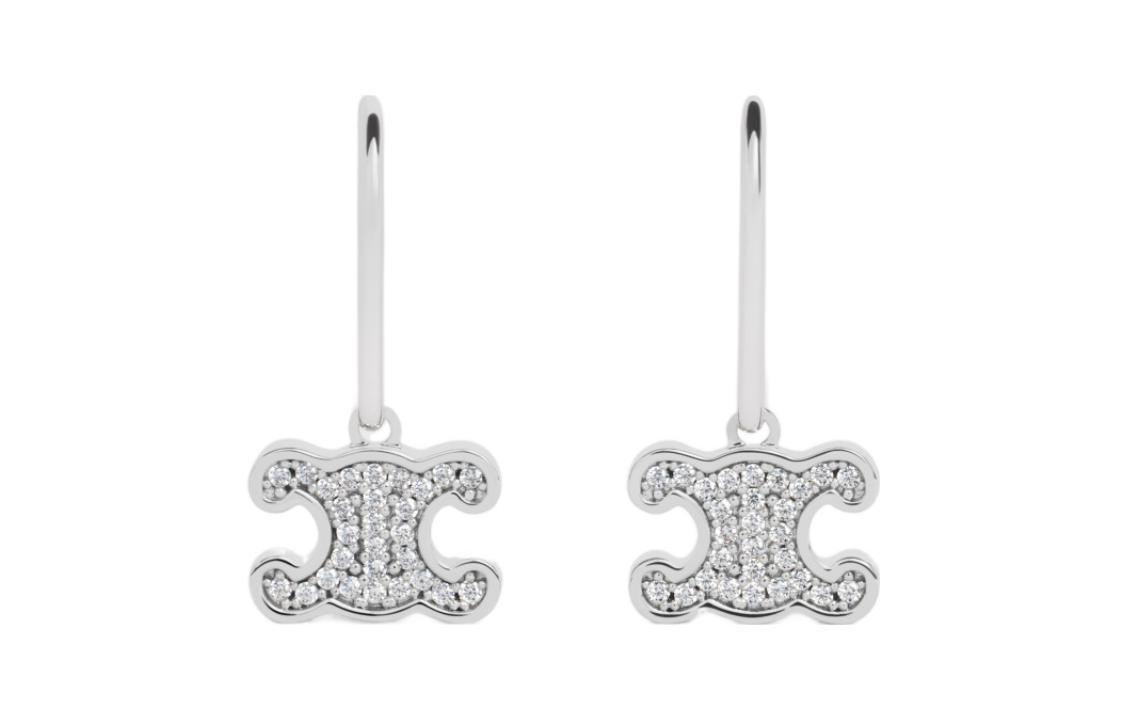 SASOM | เครื่องประดับ Celine Triomphe Rhinestone Earrings In