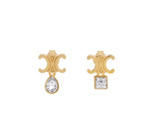 Buy Celine Triomphe Twinkle Earrings In Strass And Brass With Gold Finish Gold at Sasom – Authentic and Ready to Ship