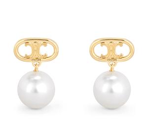Buy Celine Les Perles Celine Earrings In Brass With Gold Finish And Glass Pearls at Sasom – Authentic and Ready to Ship