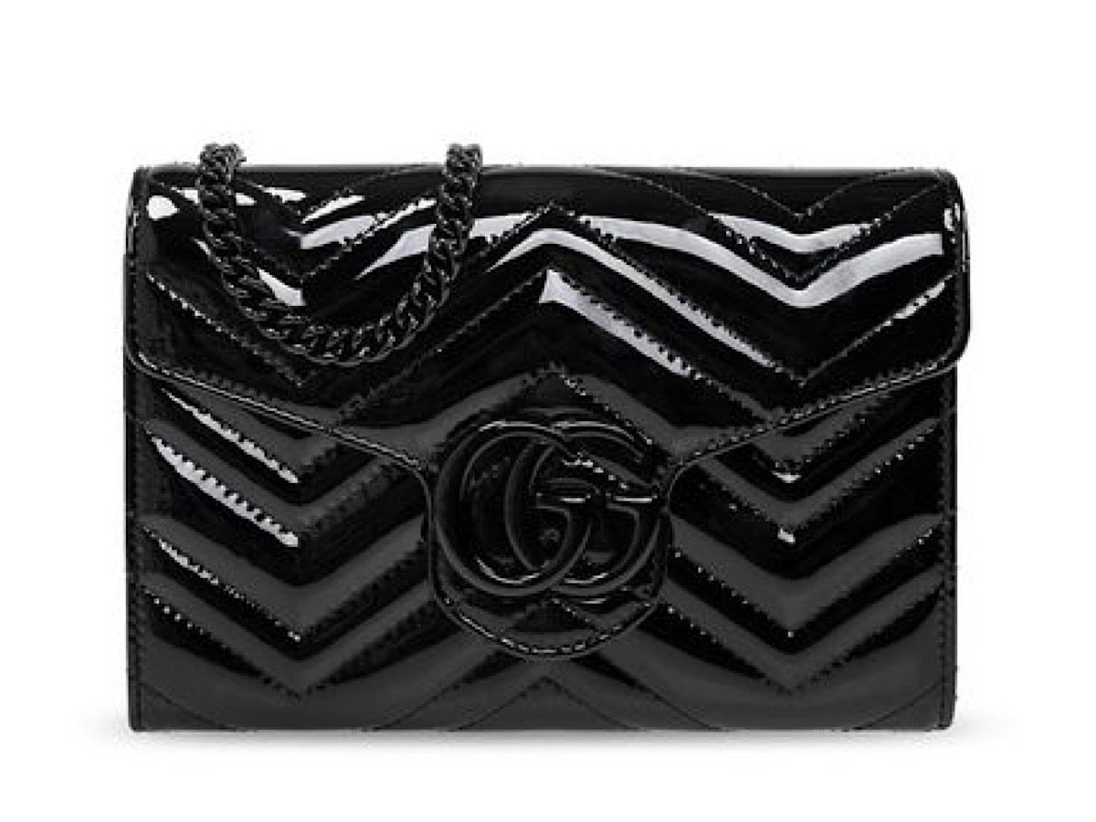 Gucci Gg Marmont Leather Walletblack 100 Fabric 100 Metal