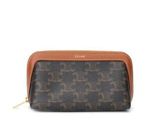 Buy CELINE Triomphe Cow Leather Makeup Bag Small Size Women's Tawny at Sasom – Authentic and Ready to Ship