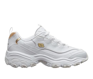 Buy Skechers D'lites 1.0 Running Shoes White Gold at Sasom – Authentic and Ready to Ship
