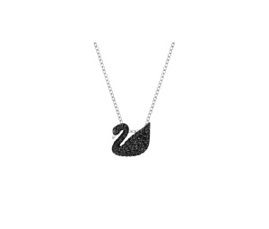Buy Swarovski Swan Pendant In Black Crystals With Rhodium Plated Hardware at Sasom – Authentic and Ready to Ship
