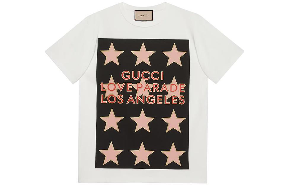 GUCCI LOVE PARADE Tシャツ ホワイト GUCCI 930$ White Cotton Jersey T-shirt - Sequin Love Parade