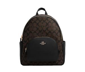 Buy Coach Court Canvas With Leather Backpack Medium Size Women's Black/Brown at Sasom – Authentic and Ready to Ship