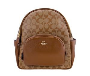 Buy Coach Court Coated Canvas With Refined Pebbled Leather Backpack Medium Size Women's Brown Monogram at Sasom – Authentic and Ready to Ship
