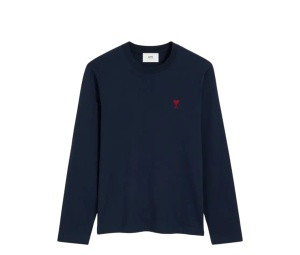 Buy Ami Paris Classic Fit Ami De Coeur Organic Long-Sleeve T-Shirt Navy at Sasom – Authentic and Ready to Ship