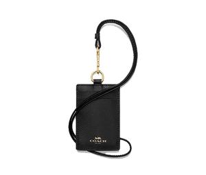 Buy Coach Lanyard Leather Card Holder Women's Black at Sasom – Authentic and Ready to Ship