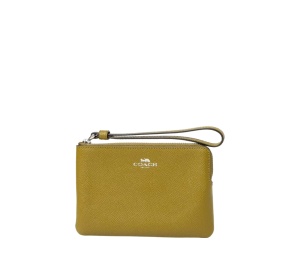 Buy Coach Corner Zip Wristlet In Crossgrain Leather Citron Green at Sasom – Authentic and Ready to Ship